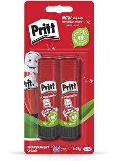 Pritt Pritt Glue Stick, Safe & Child-Friendly Craft Glue For Arts & Crafts Activities, Strong-Hold Adhesive For School & Office Supplies, 2X22G Pritt Stick  - Image 1