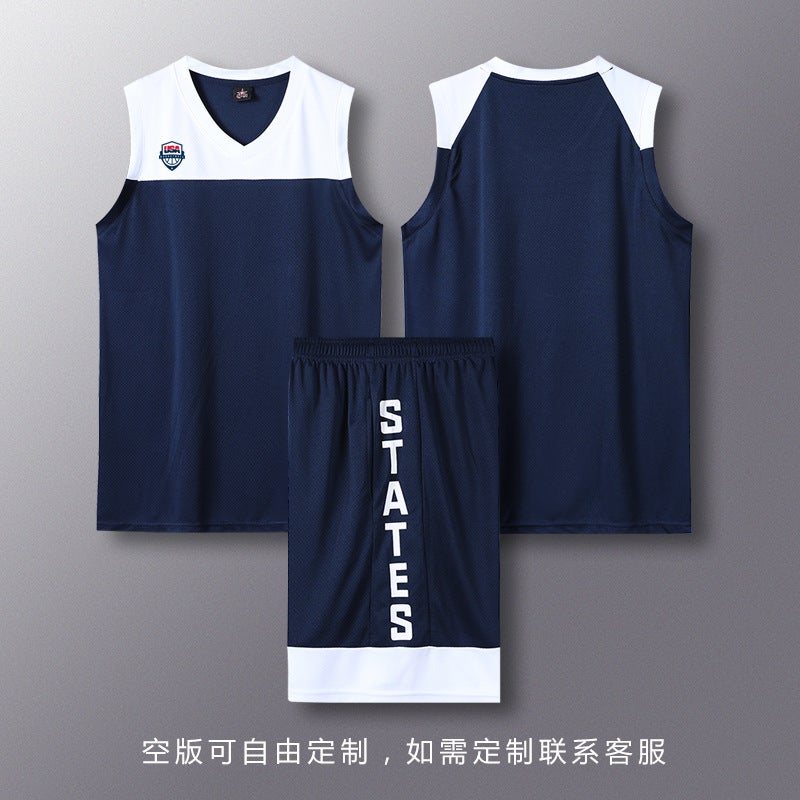 Generic USA Team Basketball Jersey Set Unisex White Blue-Blank Custom