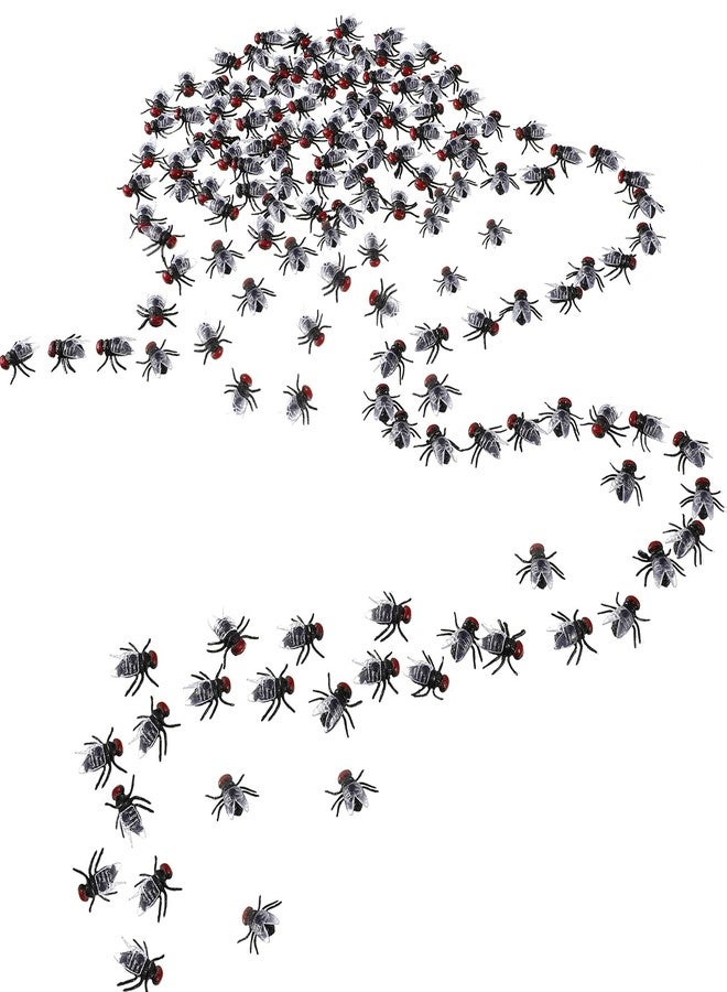 Skylety سكايليتي 120 قطعة ذباب مزيف دمى بلاستيكية صغيرة حشرات واقعية مزحة ألعاب هالوين محاكاة حشرات مزيفة صغيرة لمزاح هالوين خداع الناس لوازم الحفلات مزاح دمى حشرات تعليم الدورة - Image 1