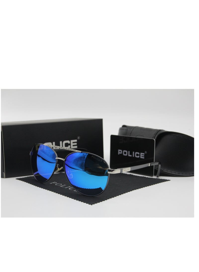 POLICE K9 High Quality Men's Sun Polarized Glasses Metal High-end Sunglasses Sliver Frame with Grey Lenses  - Image 1