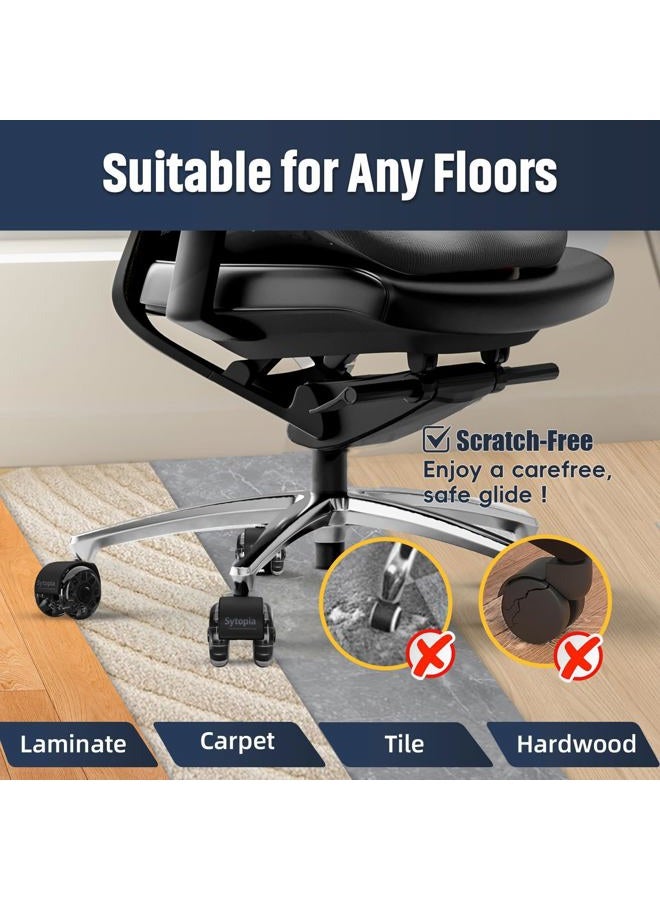 Sytopia Office Chair Casters Replacement Wheels Heavy Duty 2.5 Inch Caster Set for Carpet and Hardwood Floors Universal Size 11x22mm Fits 99% Black - Image 5