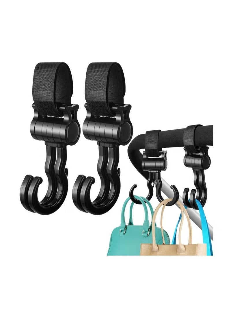 خطافات عربة الأطفال ، خطاف حاملات متعددة الوظائف ، لشنقا أكياس حفاضات منظم أغراض الأطفال محلات البقالة محفظة عربة أطفال هوك الأم ، خطافات مسند رأس للمقعد الخلفي للسيارة - 2 حزمة - Image 1