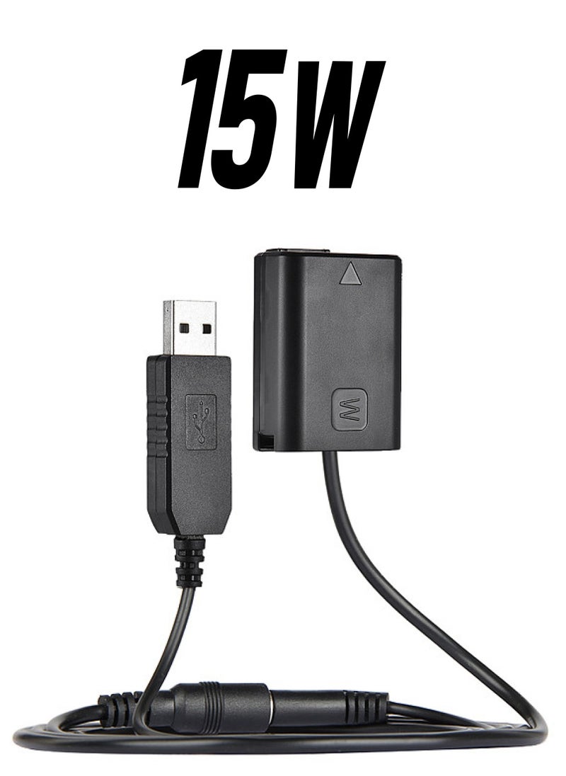 NP-FW50 Dummy Battery and DC Power Bank, USB Adapter Cable, Replacement for AC-PW20 for Sony NEX-3/5/6/7 Series A33 A37 A35 A55 a7 a7R a7II A6000 A6300