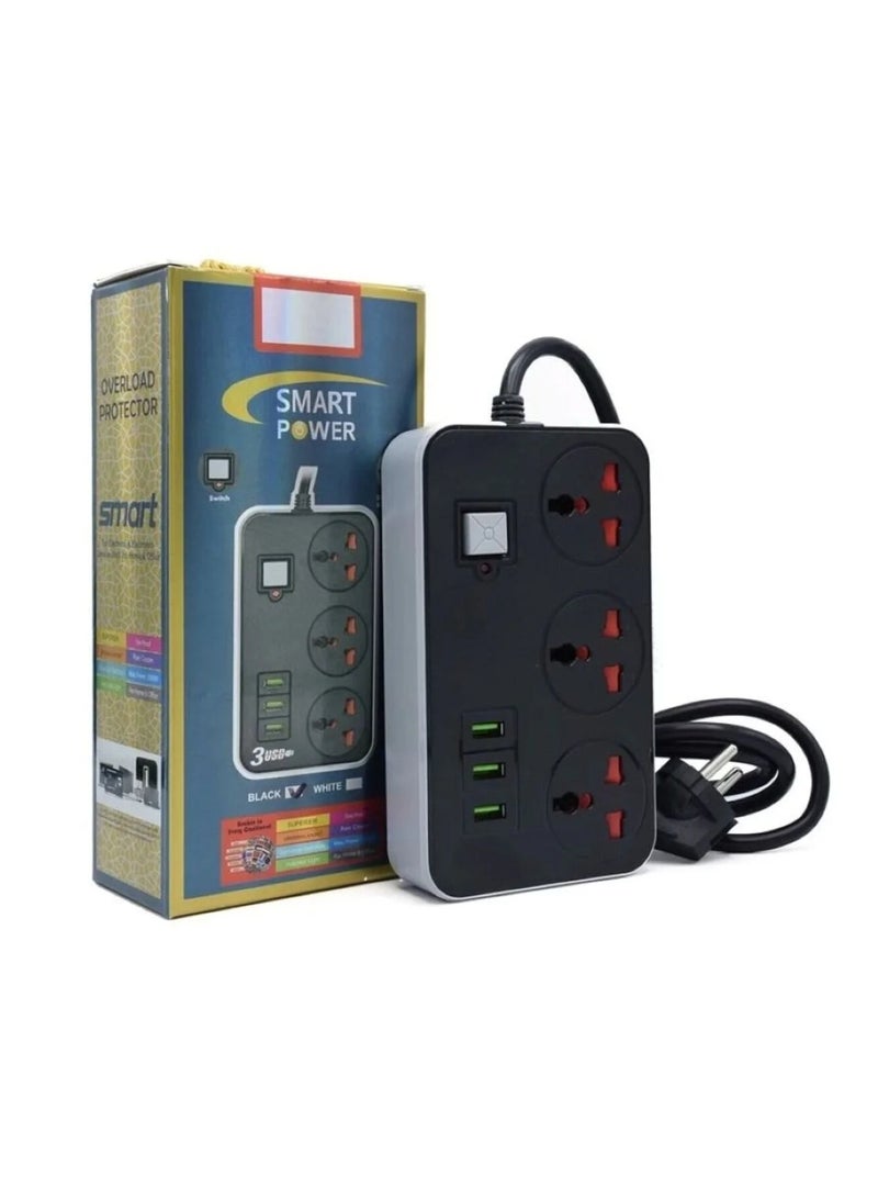 3 USB Socket 3-Way Power Strip Heavy Duty Extension Cable