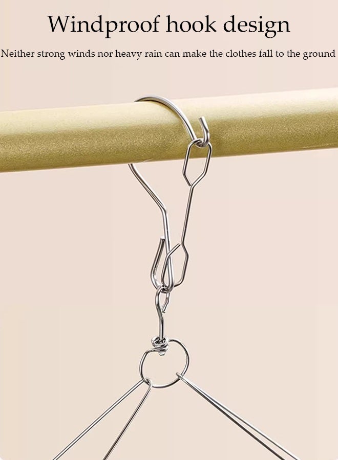 DUNISO Stainless Steel Durable Sock Dryer Foldable Sock Dryer Hanger with 30 Strong Clips Multi-Functional Rustproof Windproof Sock Hanger Space-Saving Wind-sock Dryer Hanger for Shoe Insoles, Socks, Underwear, Baby Clothes - Image 3