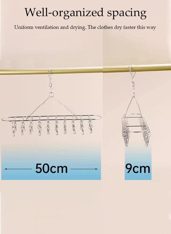 DUNISO Stainless Steel Durable Sock Dryer Foldable Sock Dryer Hanger with 30 Strong Clips Multi-Functional Rustproof Windproof Sock Hanger Space-Saving Wind-sock Dryer Hanger for Shoe Insoles, Socks, Underwear, Baby Clothes - Image 5