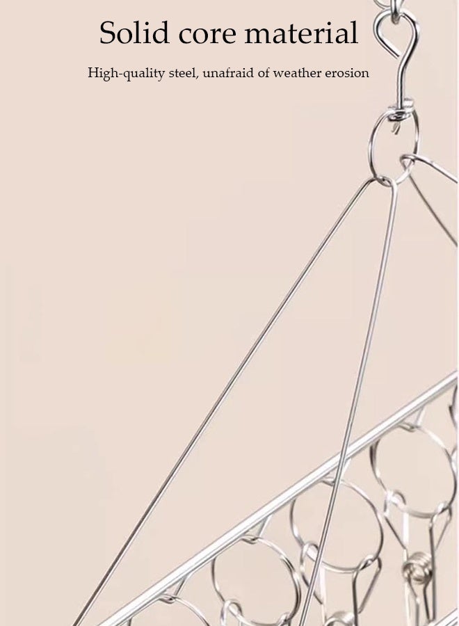 DUNISO Stainless Steel Durable Sock Dryer Foldable Sock Dryer Hanger with 30 Strong Clips Multi-Functional Rustproof Windproof Sock Hanger Space-Saving Wind-sock Dryer Hanger for Shoe Insoles, Socks, Underwear, Baby Clothes - Image 4