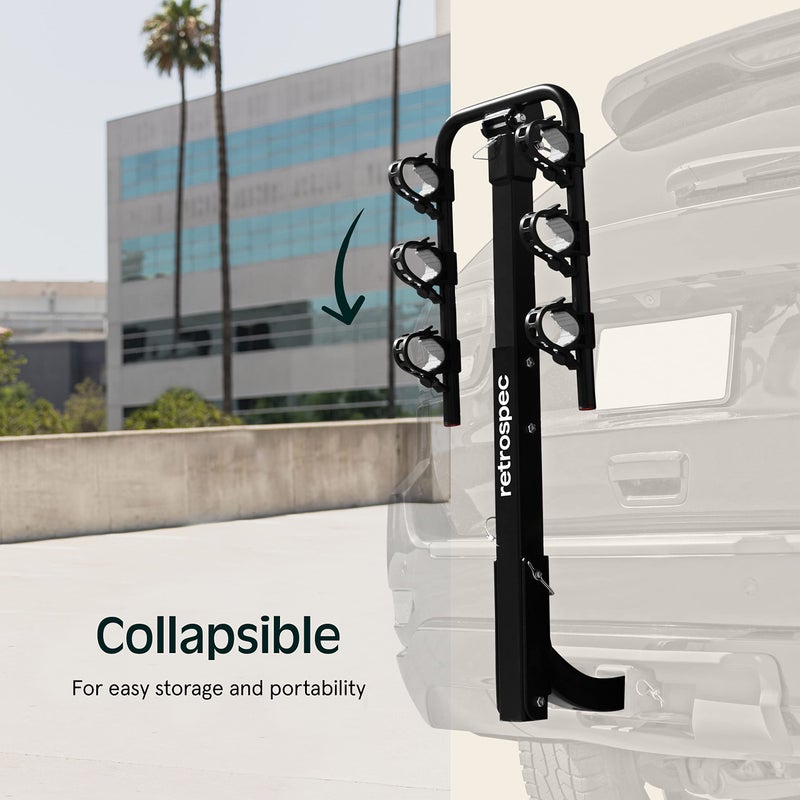 Retrospec Lenox 2-5 - Bike Hitch Rack for Cars, Trucks, SUVs with 2â€ Hitch | Foldable Steel Frame with Anti-Rattle Adapter, Tie Down Cradles and Straps - Fits Most Frames - Image 3