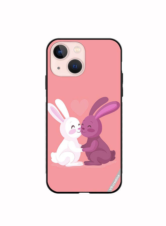 VR CREATIVE Protective Case Cover For Apple iPhone 13 Love Rabbits Design Multicolour - Image 1