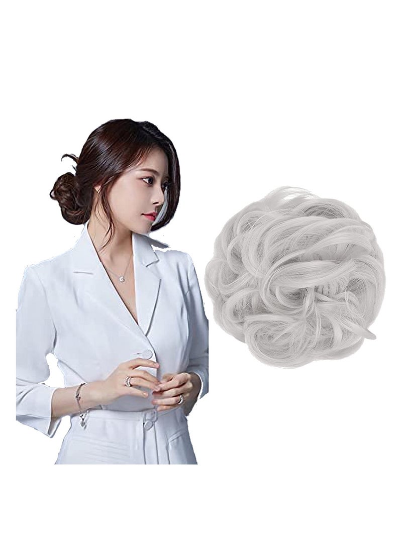 Estelle Messy Hair Bun Scrunchie with Elastic Rubber Band Ponytail Hair Extensions Updo Chignon Donut Ponytail Hairpiece Synthetic Tousled Hair for Women (Color No 1001A) - Image 2