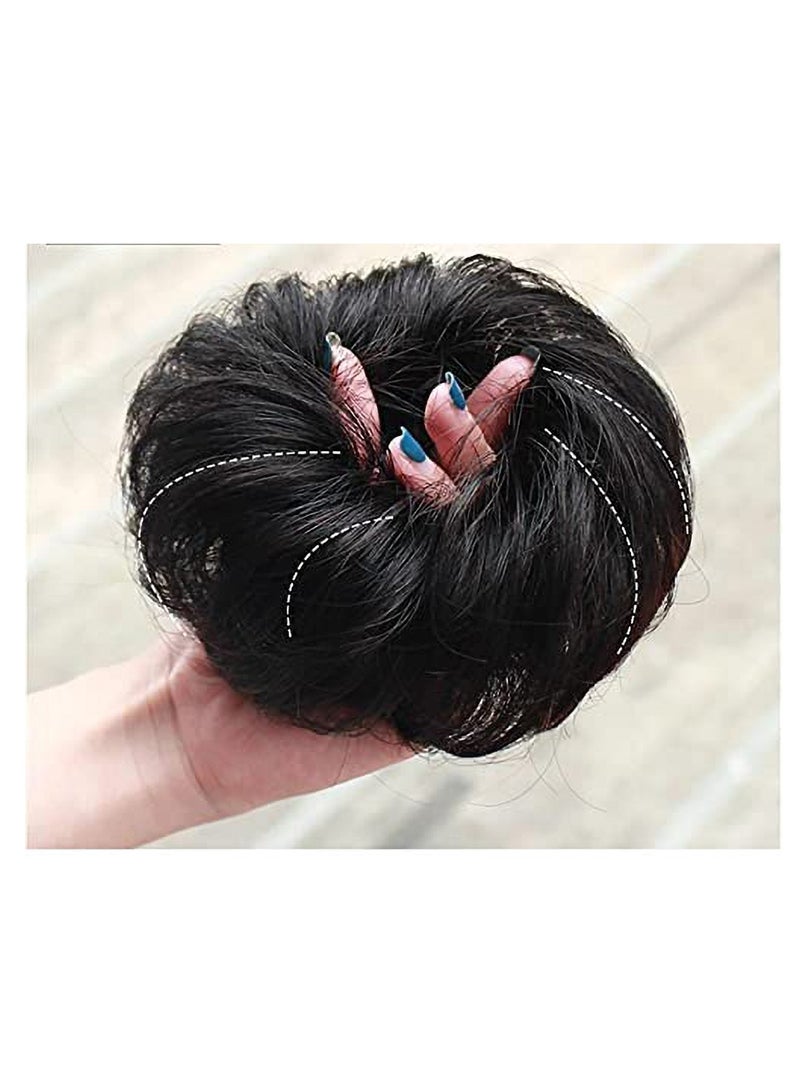 Estelle Messy Hair Bun Scrunchie with Elastic Rubber Band Ponytail Hair Extensions Updo Chignon Donut Ponytail Hairpiece Synthetic Tousled Hair for Women (Color No 1001A) - Image 5