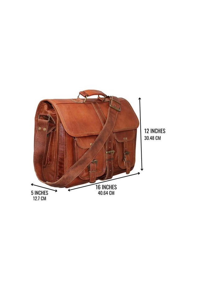 jaald - Jaald Mens Genuine Leather Large Laptop Bag Messanger Bag for Upto 15.6" Laptop bag for Macbook - Image 1