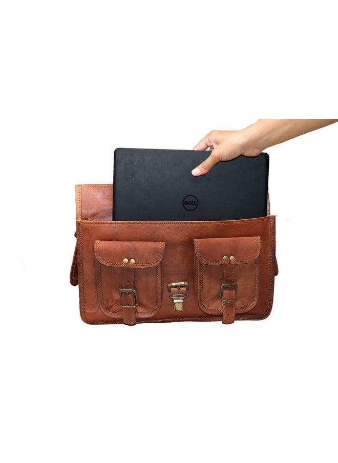 jaald - Jaald Mens Genuine Leather Large Laptop Bag Messanger Bag for Upto 15.6" Laptop bag for Macbook - Image 1