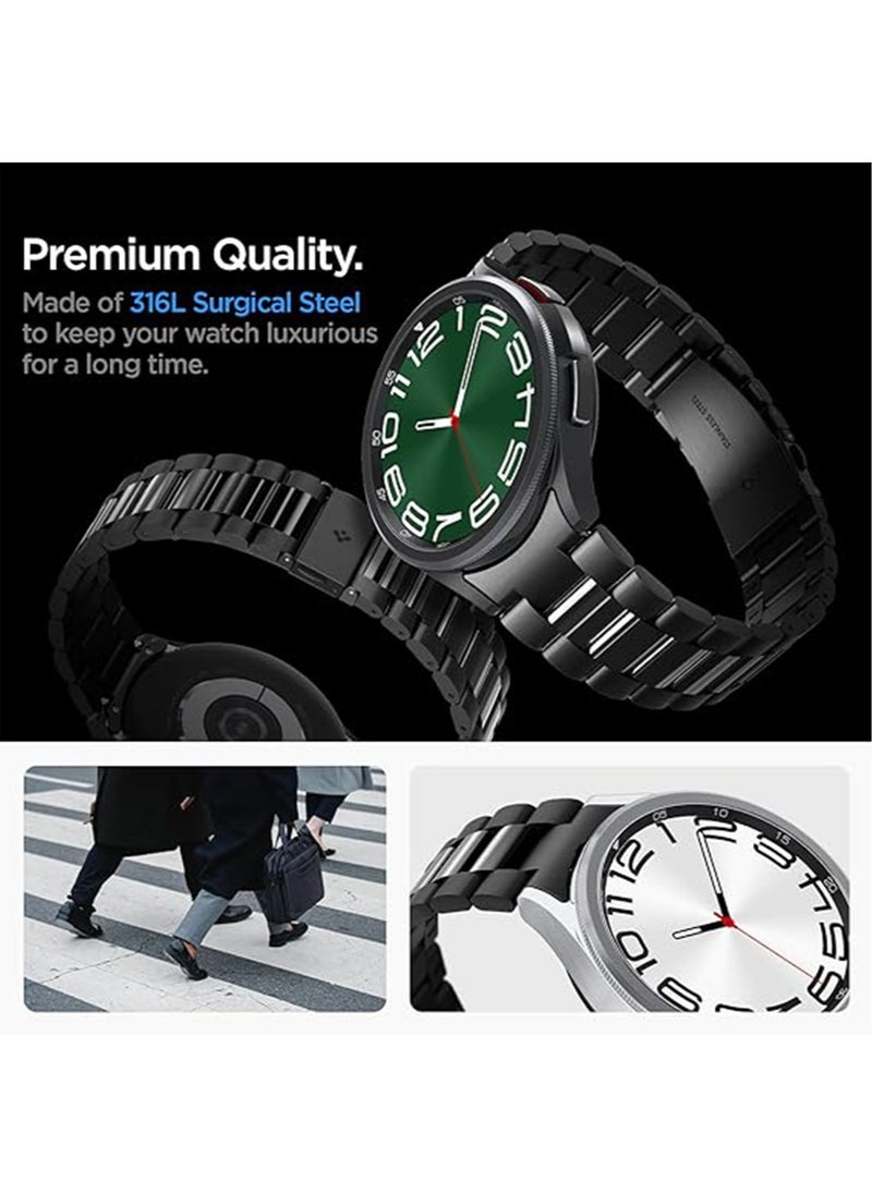 Spigen Modern Fit Band for Samsung Galaxy Watch 6 Classic 47mm Band Strap Premium 316L Stainless Steel - Black  - Image 4