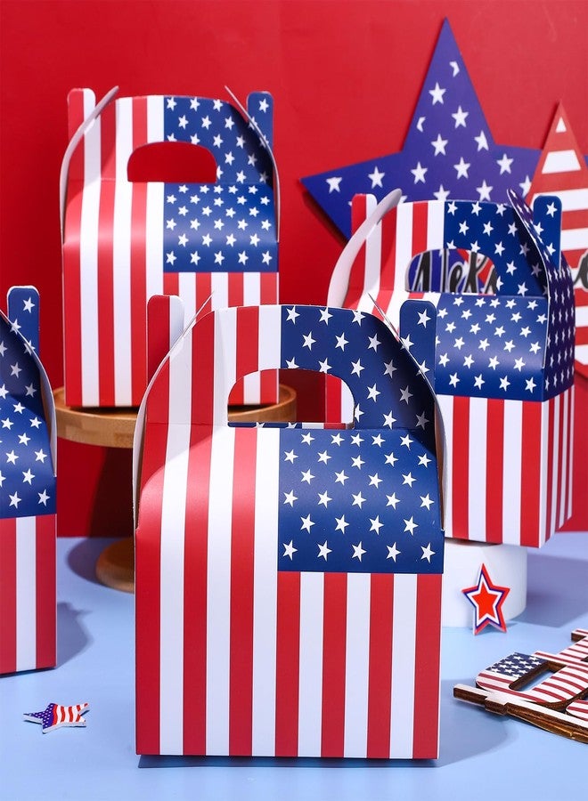 Whaline 12Pcs Patriotic Treat Box with Handle 4th of July American Flag Paper Gift Boxes Independence Day Candy Goodie Boxes for 250th Anniversary Memorial Day Party Decorations - Image 4