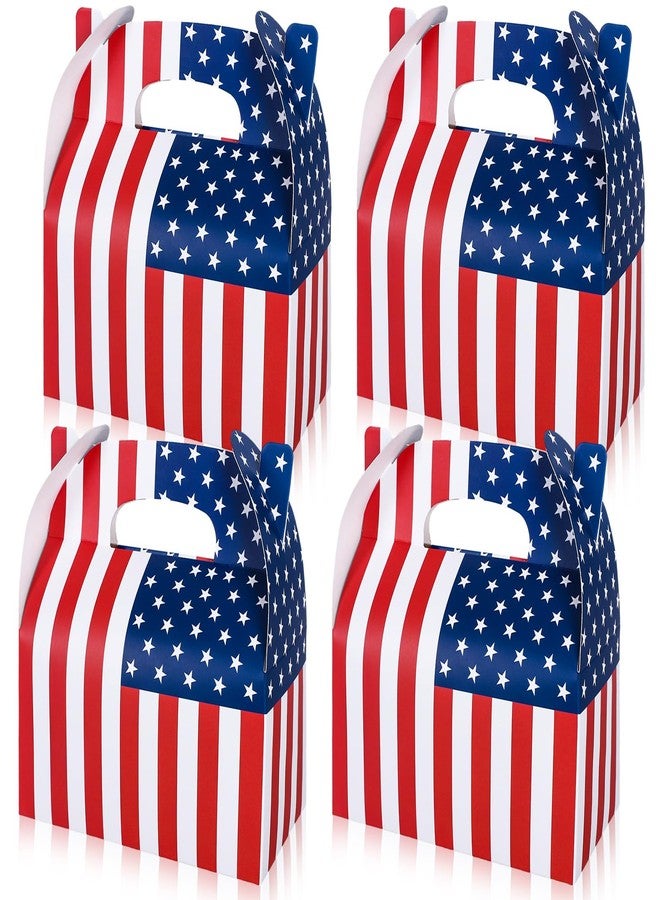 Whaline 12Pcs Patriotic Treat Box with Handle 4th of July American Flag Paper Gift Boxes Independence Day Candy Goodie Boxes for 250th Anniversary Memorial Day Party Decorations - Image 1