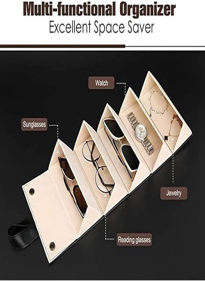 RATSAW - Sunglasses Organizer Multi slot Travel Sunglasses Case Travel Glasses Case Storage 5 Slots Portable Sunglasses Storage Case Bag Foldable Eyeglasses Holder Box Eyewear Display Containers for Women Men - Image 1