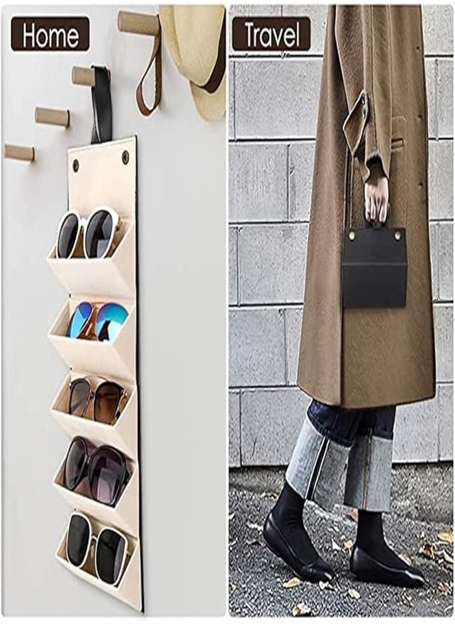 RATSAW - Sunglasses Organizer Multi slot Travel Sunglasses Case Travel Glasses Case Storage 5 Slots Portable Sunglasses Storage Case Bag Foldable Eyeglasses Holder Box Eyewear Display Containers for Women Men - Image 1