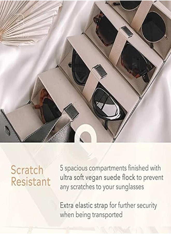 RATSAW - Sunglasses Organizer Multi slot Travel Sunglasses Case Travel Glasses Case Storage 5 Slots Portable Sunglasses Storage Case Bag Foldable Eyeglasses Holder Box Eyewear Display Containers for Women Men - Image 1