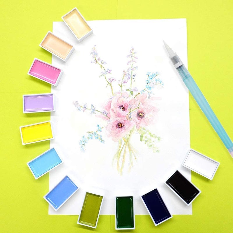 Kuretake GANSAI TAMBI Watercolor Paint Set 12 Colors Set - Nuance Color, Professional-Quality, for Artists, Beginners, kids, Non-Toxic, Made in Japan - Image 4