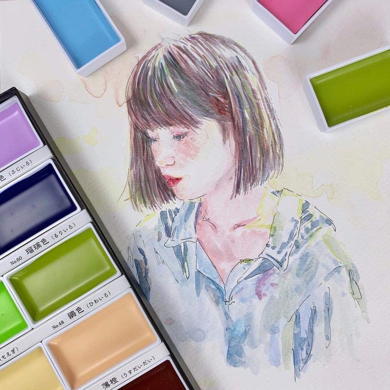 Kuretake GANSAI TAMBI Watercolor Paint Set 12 Colors Set - Nuance Color, Professional-Quality, for Artists, Beginners, kids, Non-Toxic, Made in Japan - Image 3