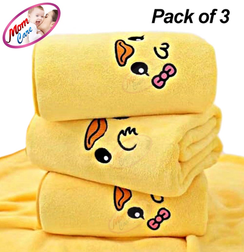 MOM CARE Baby Face Towels, Extra Soft Reusable Napkins for Newborn, Infants,Toddlers & Adults in Pack of 3 Yellow - Image 2