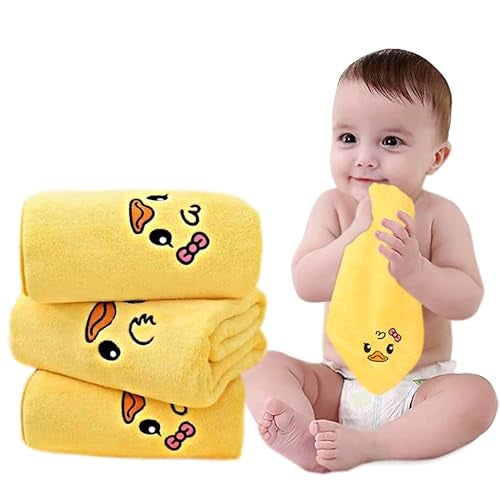 MOM CARE Baby Face Towels, Extra Soft Reusable Napkins for Newborn, Infants,Toddlers & Adults in Pack of 3 Yellow - Image 1