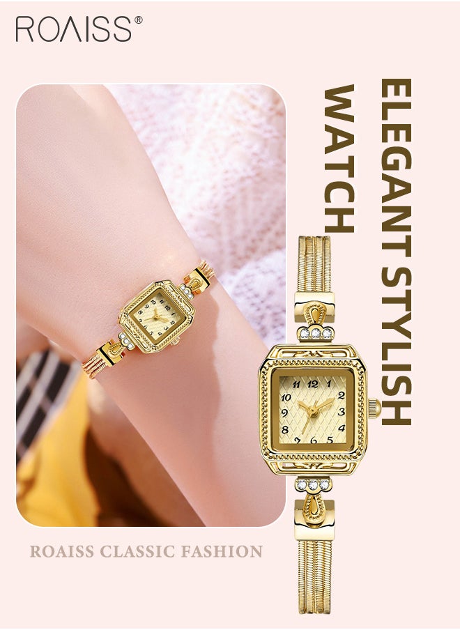 roaiss - Women's Copper Bracelet Strap Quartz Watches, Analog Display Square Dial with Rhinestones Decoration, Waterproof Luxurious Retro Wristwatch as Gift for Ladies - Image 1