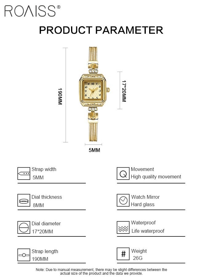 roaiss - Women's Copper Bracelet Strap Quartz Watches, Analog Display Square Dial with Rhinestones Decoration, Waterproof Luxurious Retro Wristwatch as Gift for Ladies - Image 1