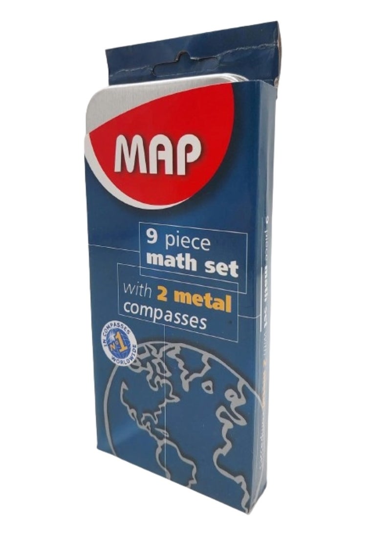 ماب طقم أدوات هندسة الخرائط، معدن/بلاستيك، 9 قطع - Image 2