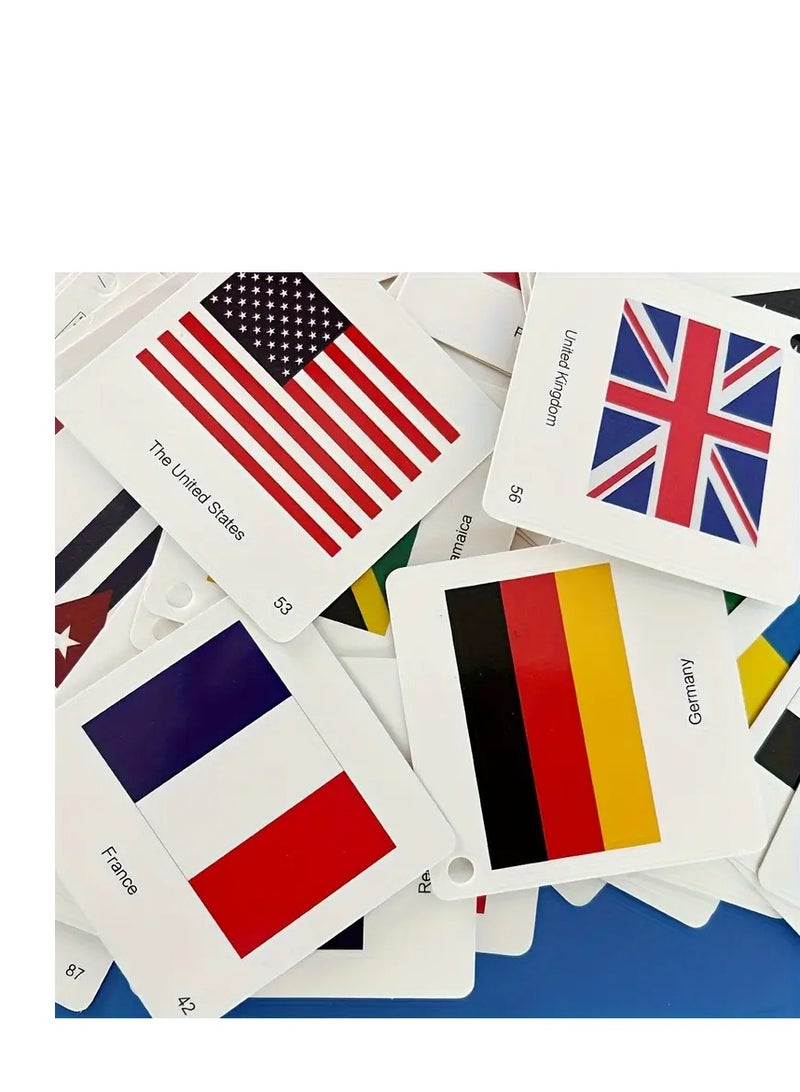 World Flags Collection, 120 Pieces National Emblem Flashcards, Educational Geography Learning Cards - Image 3