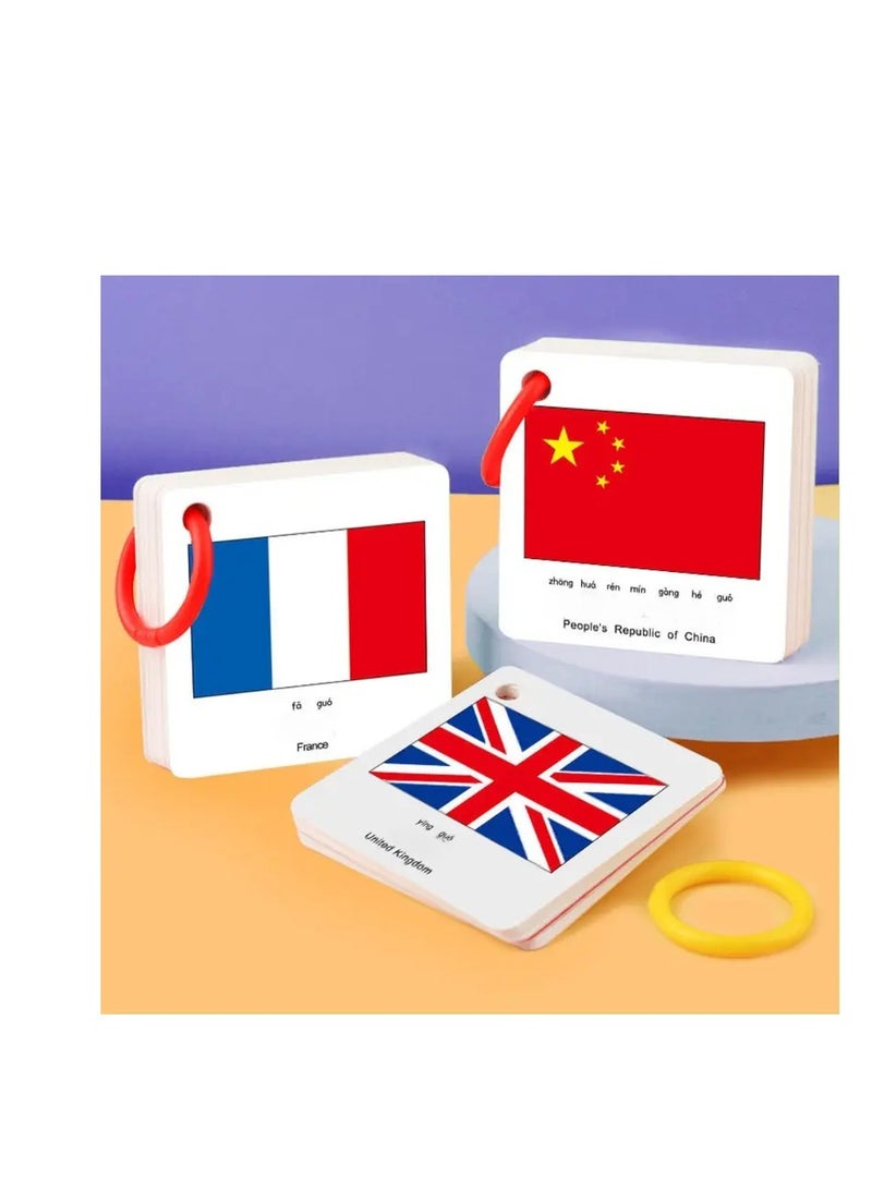 World Flags Collection, 120 Pieces National Emblem Flashcards, Educational Geography Learning Cards - Image 2