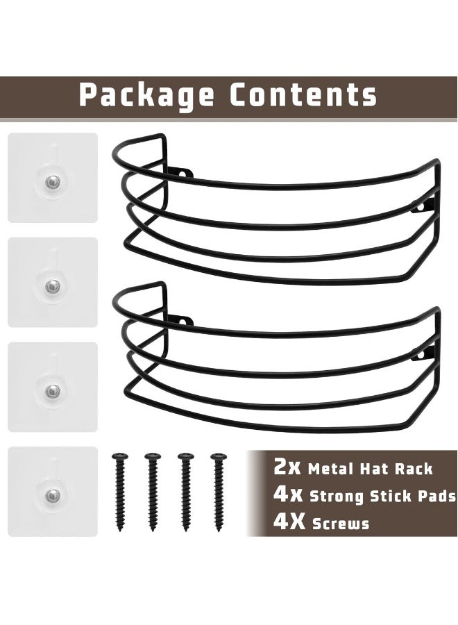 Metal Hat Racks, Holds Up to 30 Baseball Caps, Wall and Door Cap Organizers, 2 Pack - Image 4
