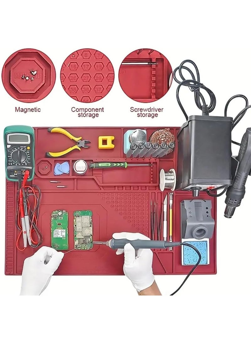 Rubik Repair Mat 55x38cm, Silicone Heat Resistant Soldering Pad with Magnetic Section for Smartphones Computer Motherboards and Laptop Repair - Image 3