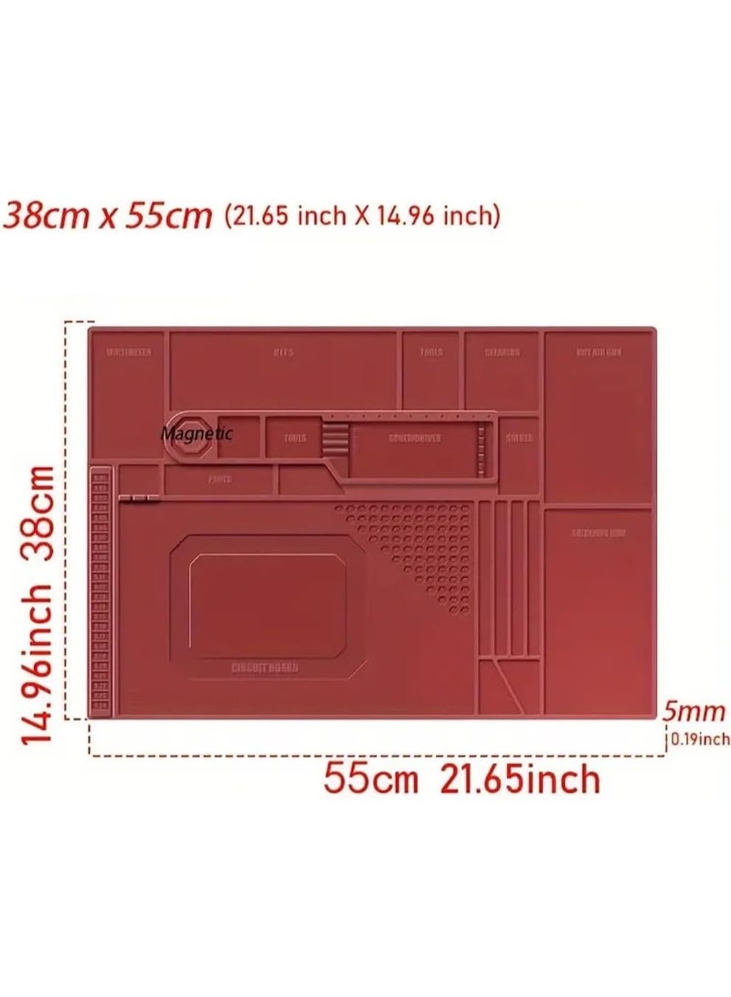 Rubik Repair Mat 55x38cm, Silicone Heat Resistant Soldering Pad with Magnetic Section for Smartphones Computer Motherboards and Laptop Repair - Image 4