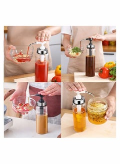 Y&D Sauce Squeeze Bottle 2 Pack No Drip Glass Condiment Ketchup Salad Dressing Honey Oil Presser 17 Ounce Big Olive Dispenser Set for Kitchen and BBQ  - Image 3