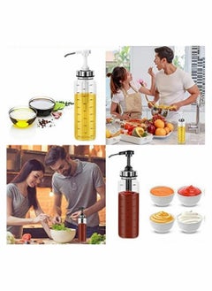 Y&D Sauce Squeeze Bottle 2 Pack No Drip Glass Condiment Ketchup Salad Dressing Honey Oil Presser 17 Ounce Big Olive Dispenser Set for Kitchen and BBQ  - Image 2