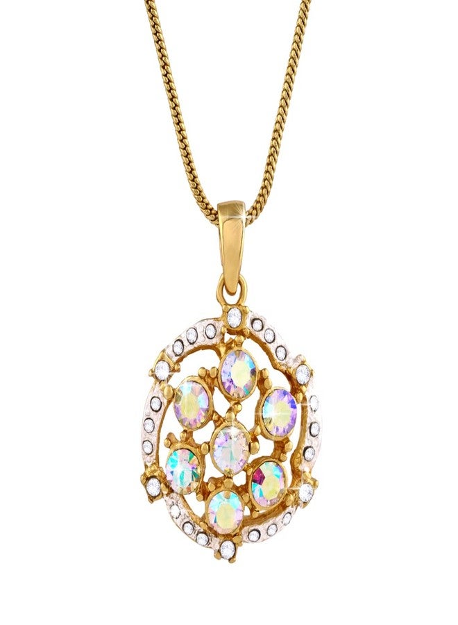 Estele 24 Kt gold plated pendant with fancy Austrian crystals for Women - Image 1