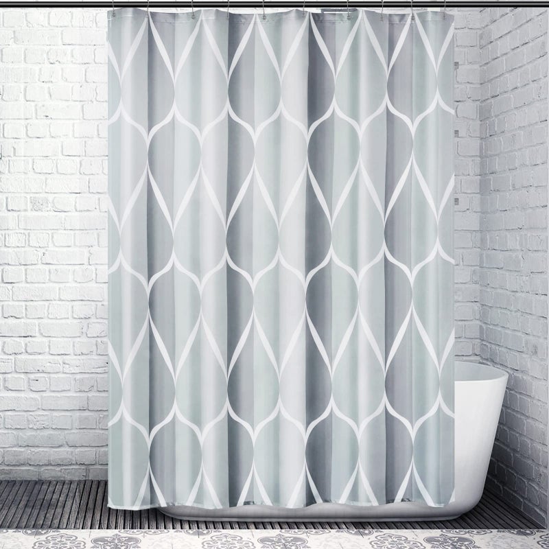Gelbchu Grey Geometric Shower Curtain W 60 x H 72Waterproof Design and Polyester QuickDrying Weighted Hem Stall Size Shower Curtains Set for Bathroom Machine Washable with 10 Hooks