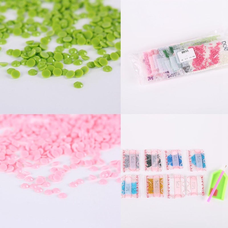 ويوبلز طقم لوحة ماسية رقمية ثلاثية الأبعاد مصنوعة يدويًا من حجر اللوتس، صور تطريز بأحجار الراين، غرز متقاطعة، فنون وحرف يدوية لتزيين جدران المنزل، هدية فسيفساء - Image 5