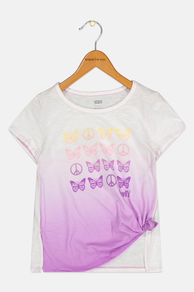 Levi's Kids Girl Round Neck Short Sleeves Graphic Print Tops, Multicolor - Image 1