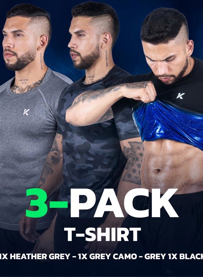 Kewlioo Men's Sauna Suit Shirt - Heat Trapping Sweat Compression Vest, Shapewear Top, Gym Exercise Versatile Shaper Jacket, Multicolor 3-pack, XXL - Image 2
