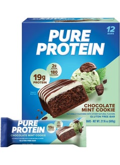Pure Protein Bars, High Protein, Nutritious Snacks To Support Energy, Low Sugar, Gluten Free, Chocolate Mint Cookie, 1.76Oz, 12 Pack  - Image 1