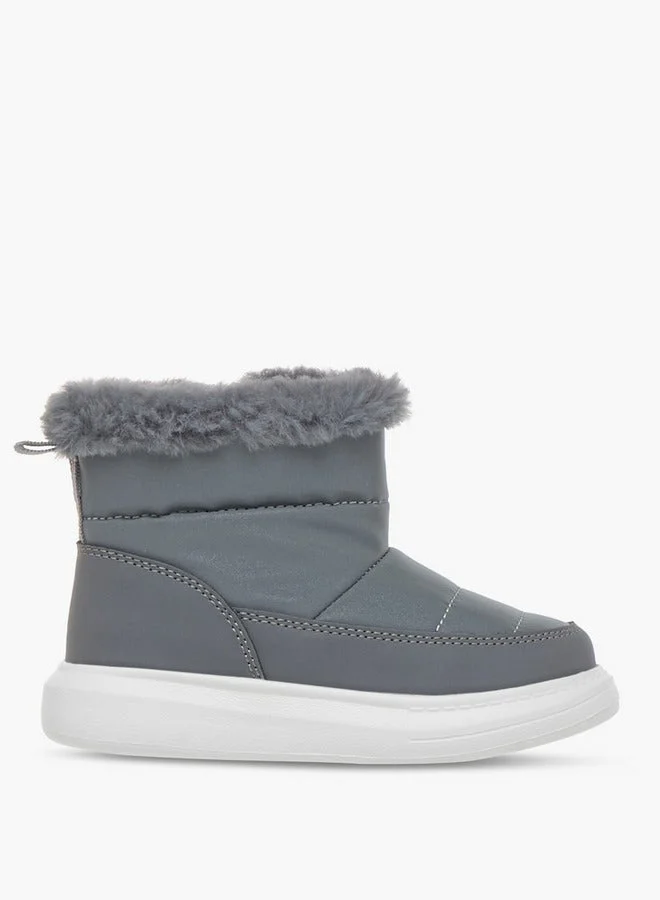 Barefeet Faux Fur Accent Ankle Boots with Zip Closure