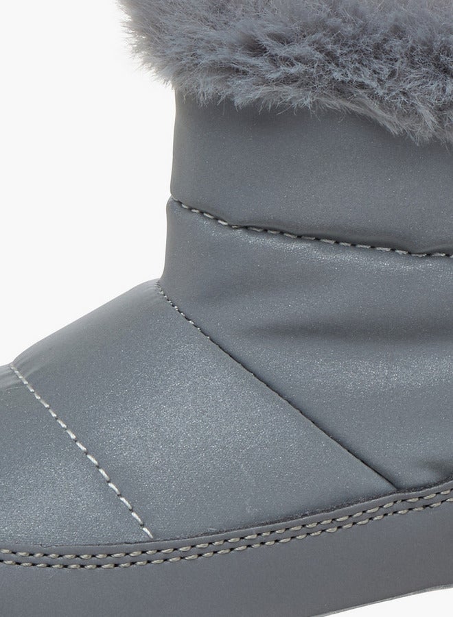 بيرفيت بوت بكعب أنيق مزين بفرو صناعي مع سحاب - Image 4