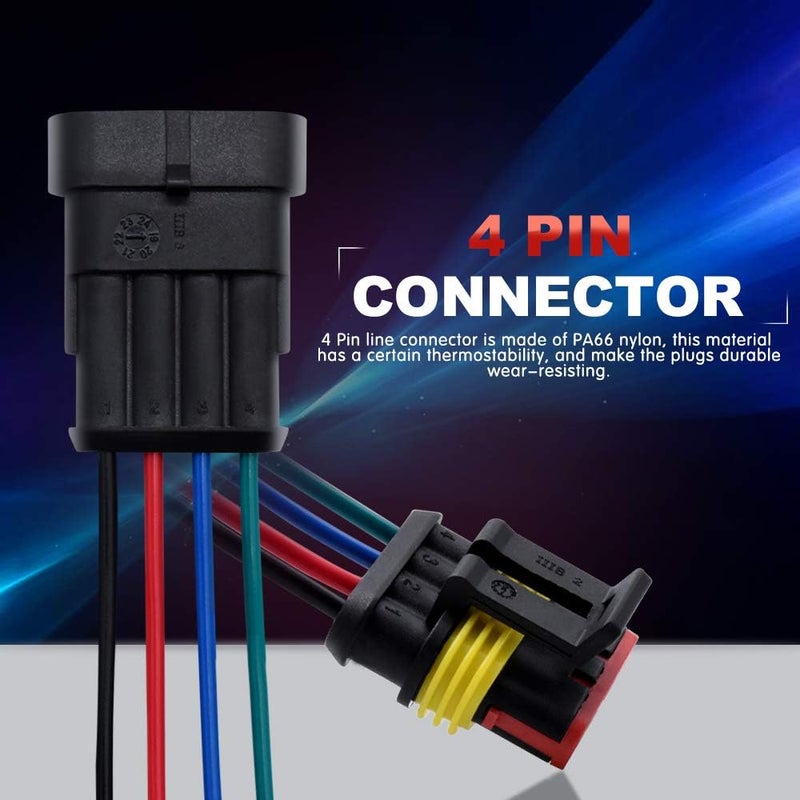 G 4 Pin Connector Waterproof Connector, Male and Female Way 16 AWG Wire Suitable for car Truck, Boat and Other Wire Connection 5 kit - Image 4