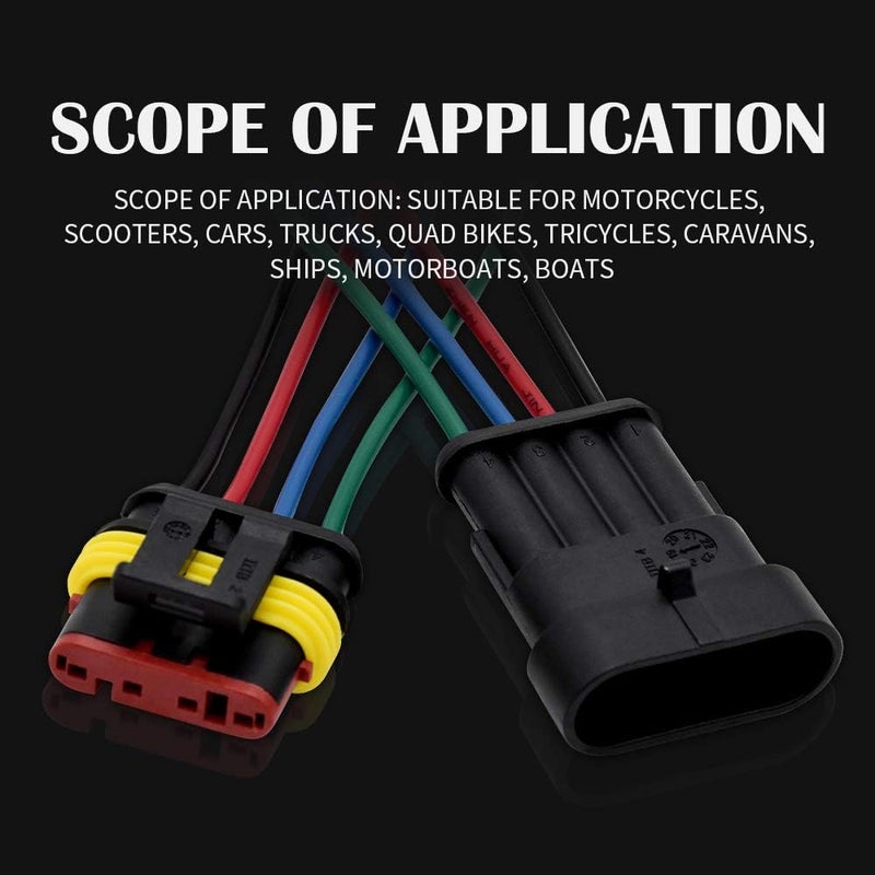 G 4 Pin Connector Waterproof Connector, Male and Female Way 16 AWG Wire Suitable for car Truck, Boat and Other Wire Connection 5 kit - Image 5