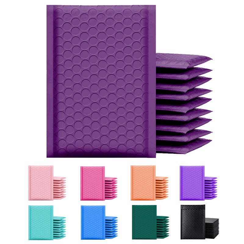 Yens Poly Bubble Mailers 4x8 50 Pack Purple Waterproof Self Seal Adhesive Shipping Bags, Cushioning Padded Envelopes for Shipping, Mailing, Packaging Usable 4x7 - Image 1