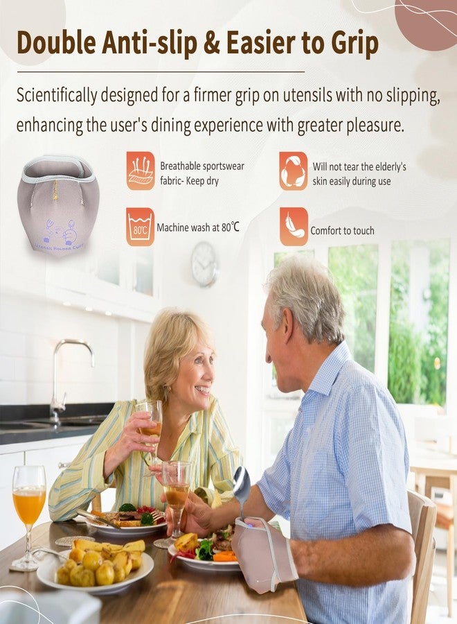 Ehucon Adaptive Utensils with Universal Elastic Utensil Holder Cuff Set,Eating Utensils Easy Grip for Hand Tremors,Parkinsons or Disabled (Purple, Left Fork and Spoon and a Universal Cuff Set) - Image 3