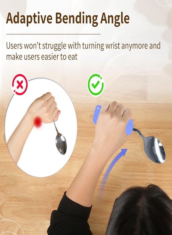 Ehucon Adaptive Utensils with Universal Elastic Utensil Holder Cuff Set,Eating Utensils Easy Grip for Hand Tremors,Parkinsons or Disabled (Purple, Left Fork and Spoon and a Universal Cuff Set) - Image 4